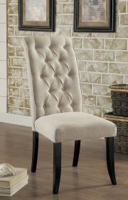 Dining Room Furniture Contemporary Rustic Style Beige Fabric Upholstered Tufted Set of 2 Chairs Kitchen Breakfast